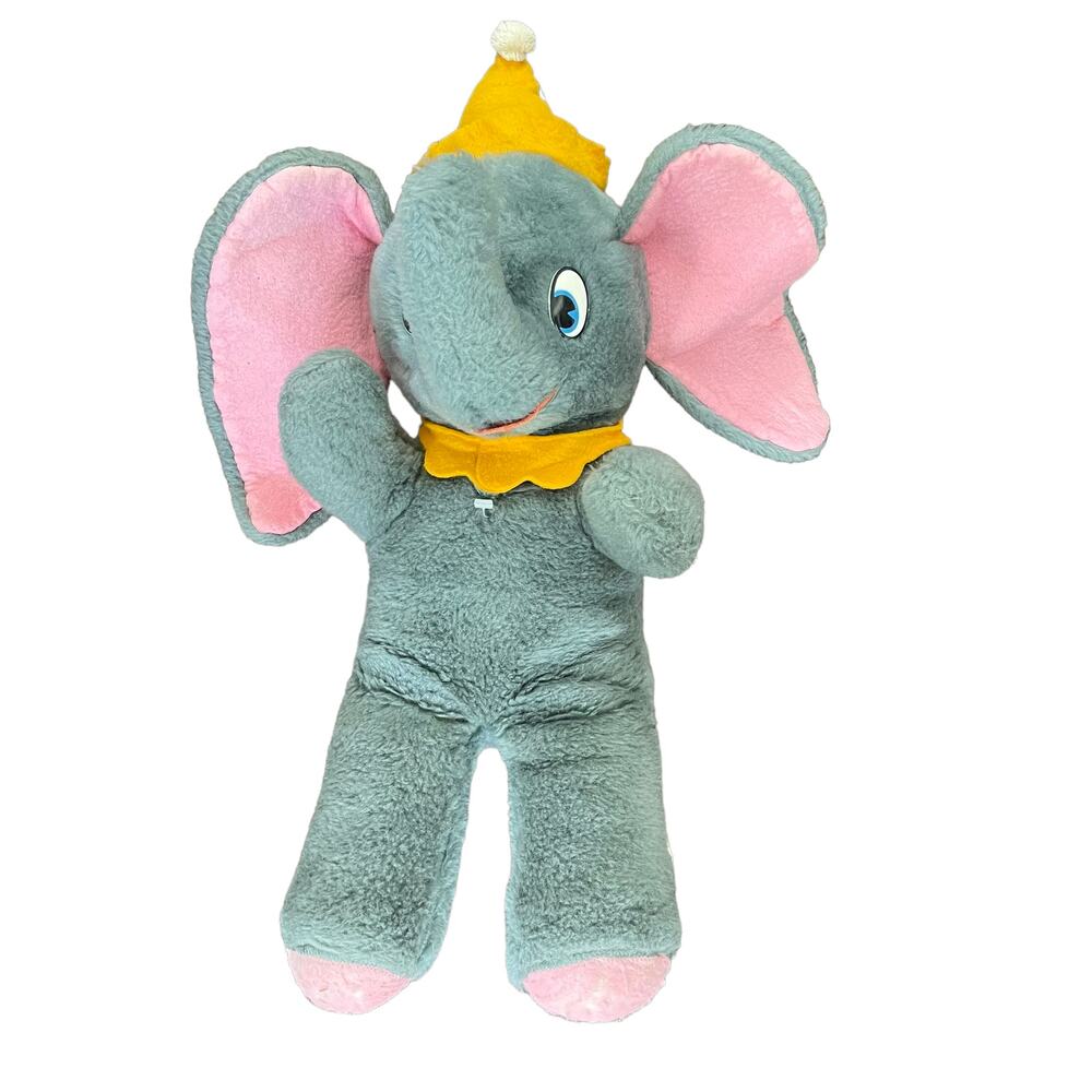 Vintage 1960's Disney Dumbo Plush 22" Stuffed Elephant Toy California Felt Hat